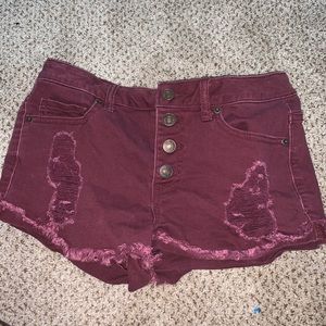 Maroon jean shorts
